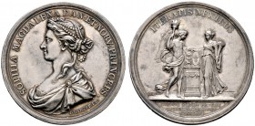 Schweden. Gustav III. 1771-1792. Silbermedaille 1766 von Daniel Jensen Adzer, auf die Vermählung der dänischen Prinzessin Sophia Magdalena mit dem sch...