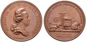 Schweden. Gustav III. 1771-1792. Bronzemedaille 1773 von Gustav Liungberger, auf die königlichen Gegenmaßnahmen zur Hungersnot von 1773. Büste des Kön...