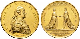 Schweden. Gustav III. 1771-1792. Goldmedaille 1774 von Gustav Liungberger, auf die Hochzeit seines Sohnes Karl (der spätere König Karl XIII.) mit Hedw...