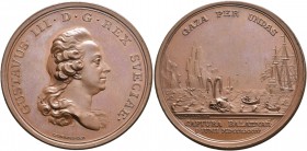Schweden. Gustav III. 1771-1792. Bronzemedaille 1774 von Gustav Liungberger, auf die Erteilung königlicher Privilegien an die Grönländische Walfang-Ko...
