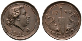 Schweden. Gustav III. 1771-1792. Bronzene Prämienmedaille 1780 (verliehen 1784) von C.G. Fehrman. Kopf des Admirals Henrik af Trolle (1730-1784) nach ...