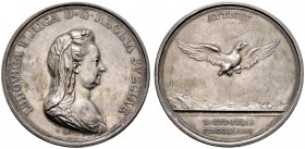 Schweden. Gustav III. 1771-1792. Silbermedaille 1782 von Gustav Liungberger, auf den Tod der Königin Luise Ulrike am 16. Juli 1782 auf Schloss Svartsj...