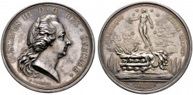 Schweden. Gustav III. 1771-1792. Silbermedaille 1792 von C.G. Fehrman, auf den Tod des Königs am 29. März 1792. Belorbeerte Büste des Königs nach rech...