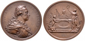 Schweden. Gustav III. 1771-1792. Bronzemedaille 1792 von C.H. Küchler, auf den gleichen Anlass. Geharnischtes Brustbild des Königs mit breitem Ordensb...