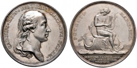 Schweden. Karl XIII. 1809-1818, von 1792-1796 Regent, ab 1814 auch König von Norwegen. Silbermedaille 1792 von L. Grandel (Rom), auf sein Rektorat an ...