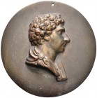 Schweden. Karl XIV. Johann (Jean Baptiste Bernadotte) 1818-1844, auch König von Norwegen. Einseitiges Bronzegussmedaillon o.J. (um 1840) unsigniert. B...