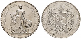 Schweiz-Eidgenossenschaft. Schützentaler zu 5 Franken 1885. Bern. HMZ 2-1343o, Dav. 391, Richter 193a.
fast Stempelglanz
