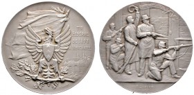 Schweiz-Eidgenossenschaft. Mattierte Silbermedaille 1898 von F. Landry, auf das Eidgenössische Schützenfest in NEUCHATEL. Vor einem wehenden Banner Ad...