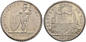 Schweiz-Waadt. 20 Batzen 1811 -Lausanne-. DT 224b, HMZ 2-999b.
Prachtexemplar, fast Stempelglanz