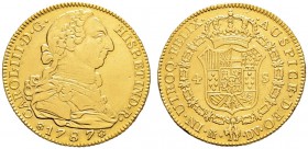 Spanien. Carl III. 1759-1788. 4 Escudos 1787 -Madrid-. CCT 223, Fr. 284. 13,53 g
Rand und Aversfeld leicht bearbeitet, sonst sehr schön-vorzüglich