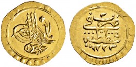 Türkei. Mahmud II. AH 1223-1255/AD 1808-1839. 1/4 Zeri Mahbub AH 1224 (1809). Jahr 2. KM 605, Fr. 88, Schl. 134. 0,80 g
prägefrisch