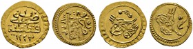 Türkei. Mahmud II. AH 1223-1255/AD 1808-1839. Lot (2 Stücke): 1/4 Zeri Mahbub AH 1223 (1808). Jahr 1 sowie AH 1227 (1812). Jahr 5. KM 605, Fr. 88, Sch...