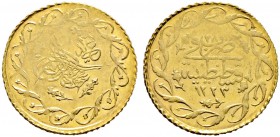 Türkei. Mahmud II. AH 1223-1255/AD 1808-1839. Mahmudiye AH 1250 (1834). Jahr 28. KM 645, Fr. 111, Schl. 268. 1,62 g
vorzüglich