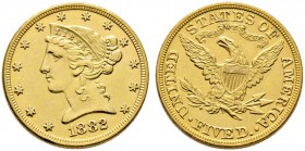 USA. 5 Dollars 1882 -Philadelphia-. Liberty Head. KM 101, Fr. 143. 8,35 g
fast vorzüglich