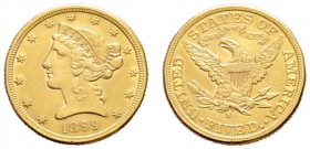 USA. 5 Dollars 1899 -San Francisco-. Liberty Head. KM 101, Fr. 145. 8,38 g
kleine Kratzer, fast vorzüglich