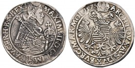 Haus Habsburg. Maximilian II. 1564-1576. Guldentaler zu 60 Kreuzer 1573 -Joachimsthal-. Wardein Jörg Geitzköfler - Wardeinzeichen sowie Münzstättenzei...
