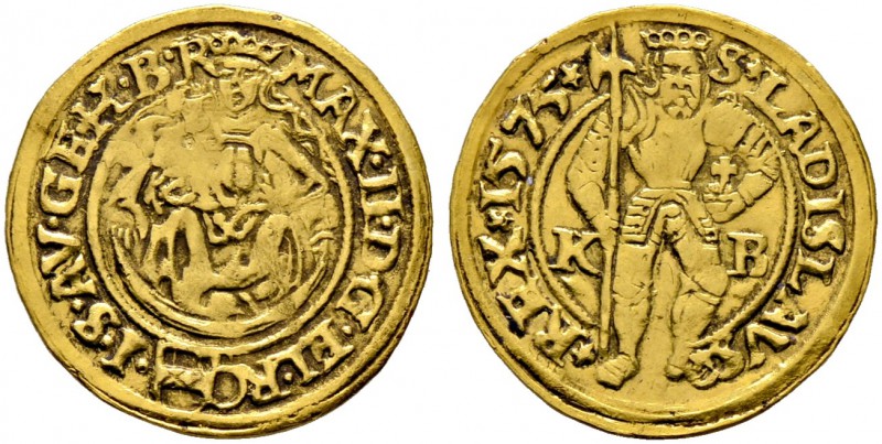 Haus Habsburg. Maximilian II. 1564-1576. Dukat 1575 -Kremnitz-. Huszar 973, Fr. ...