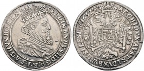 Haus Habsburg. Ferdinand II. 1592/1619-1637. Taler 1632 -Breslau-. Gekröntes(!) und geharnischtes Brustbild mit Mühlsteinkragen nach rechts, unten in ...