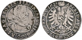 Haus Habsburg. Ferdinand II. 1592/1619-1637. Kipper-60 Kreuzer (= 1/2 Taler) 1621 -Kuttenberg-. Münzmeister Sebastian Hölzl. Her. 807, Dietiker 679, H...