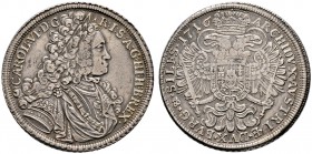 Haus Habsburg. Karl VI. 1711-1740. Taler 1716 -Breslau-. Großer Kopf. Her. 404 var., Dav. 1092A, Voglh. 256/4 var., Fr.u.S. 850.
feine Patina, kleine ...