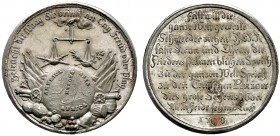Haus Habsburg. Maria Theresia 1740-1780. Zinnmedaille mit Kupferstift 1778 von J.Chr. Reich (unsigniert), auf den Friedenswunsch. Eine aus Wolken komm...