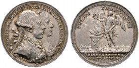 Haus Habsburg. Josef II., Mitregent 1764-1780. Silbermedaille 1760 von A. Wideman, auf seine Hochzeit mit Elisabeth von Bourbon. Beide Brustbilder hin...