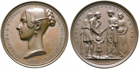 Haus Österreich. Ferdinand I., Kaiser von Österreich 1835-1848. Bronzemedaille 1842 von I.D. Boehm, auf die Vermählung der Erzherzogin Adelaide mit Vi...