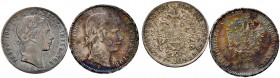 Haus Österreich. Franz Josef I., Kaiser von Österreich 1848-1916. Lot (2 Stücke): 1/4 Gulden 1860 -Kremnitz- sowie 20 Kreuzer 1853 -Prag-. Her. 642, 6...