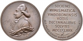 Haus Österreich. Franz Josef I., Kaiser von Österreich 1848-1916. Bronzemedaille 1880 von A. Scharff, auf das 100-jährige Jubiläum der Numismatischen ...