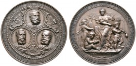 Haus Österreich. Franz Josef I., Kaiser von Österreich 1848-1916. Bronzemedaille 1882 von A. Scharff, auf das 25-jährige Firmenjubiläum der Glaswarenf...