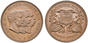 Haus Österreich. Franz Josef I., Kaiser von Österreich 1848-1916. Bronzemedaille 1892 von Oertel (unsigniert), auf den Friedensbund mit dem Deutschen ...