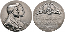 Haus Österreich. Franz Josef I., Kaiser von Österreich 1848-1916. Silbermedaille 1896 von Vernon, auf die Vermählung von Maria Dorothea (1867-1932, To...