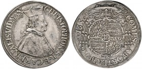 Ortenburg. Christoph Widmann 1640-1660, seit 1647 Kardinal. Taler 1656 -St. Veit-. Brustbild im geistlichen Ornat nach rechts / Mahrfeldiger Wappensch...
