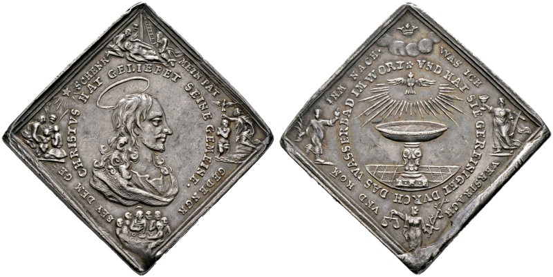 Augsburg, Stadt. Silberne Medaillenklippe o.J. (wohl 3. Viertel 18. Jh.), auf di...