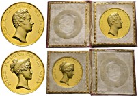 Baden-Durlach. Leopold 1830-1852. Goldmedaille im Gewicht von 13 Dukaten o.J. (1835) von Ludwig Kachel. Kopf des Großherzogs mit kurzen Locken nach re...