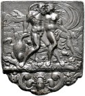 Nürnberg, Stadt. Einseitige, schildförmige Bleiplakette o.J. und ohne Signatur (vermutlich von Peter Flötner aus dem Jahr 1538). Zeus mit dem Adler hä...