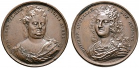 Pfalz, Kurlinie. Karl Philipp von Neuburg 1716-1742. Bronzemedaille o.J. (um 1720) von M. Rög, auf Philipp Aurelian, dem Sohn von Elisabeth Charlotte ...