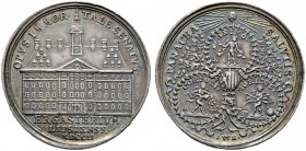 Sachsen-Albertinische Linie. Friedrich August I. ("August der Starke") 1694-1733. Silbermedaille 1702 von J.W. Höckner, auf die Vollendung des Georgen...