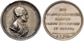 Sachsen-Albertinische Linie. Friedrich August III. 1763-1806. Silbermedaille 1792 von K.W. Höckner, auf die Beruhigung nach den Unruhen des Landvolkes...