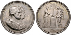 Sachsen-Albertinische Linie. Friedrich August I. 1806-1827. Große Silbermedaille 1819 von K.W. Höckner. Präsent der sächsi­schen Landstände auf sein 5...