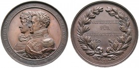 Sachsen-Albertinische Linie. Anton 1827-1836. Bronzemedaille 1827 von A.F. König (unsigniert), auf die Huldigung der Städte Dresden, Freiberg, Plauen,...