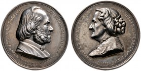 Sachsen-Albertinische Linie. Albert 1873-1902. Silbermedaille 1878 von M. Barduleck, auf die Goldene Hochzeit von Julius Theodor Erbstein (1803-1882, ...