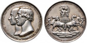 Sachsen-Coburg-Gotha. Ernst I. 1826-1844. Silbermedaille 1842 von F. Helfricht, auf die Vermählung seines Sohnes Ernst (später Ernst II.) mit Alexandr...