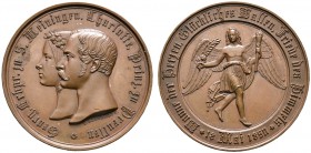Sachsen-Meiningen. Bernhard Erich Freund 1803-1866. Bronzemedaille 1850 von F. Helfricht, auf die Vermählung des Erbprinzen Georg mit Charlotte von Pr...