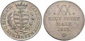 Sachsen-Weimar-Eisenach. Carl August 1775-1828. 1/2 Konventionstaler 1813. AKS 3, J. 514, Kahnt 511.
Prachtexemplar mit leichter Tönung, winzige Schrö...