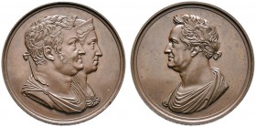 Sachsen-Weimar-Eisenach. Carl August 1775-1828. Bronzemedaille 1825 von H.F. Brandt, auf die 50-jährige Dauer des Aufenthaltes von Goethe in Weimar. D...