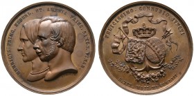 Sachsen-Weimar-Eisenach. Carl Friedrich 1828-1853. Bronzemedaille 1853 von J.P. Menger, auf die Vermählung seiner Nichte Amalie mit Heinrich, Prinz de...
