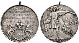 Sayn-Wittgenstein-Hohenstein. August 1912-1948. Tragbare, mattierte Silbermedaille 1914 unsigniert, auf das 11. Verbandsschiessen des Unterverbandes i...