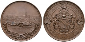 Straßburg, Stadt. Bronzene Prämienmedaille 1895 von P. Heiligenstein, für Verdienste bei der Industrie- und Gewerbe­ausstellung Straßburg. Stadtansich...