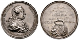 Thurn und Taxis. Carl Anselm 1773-1805. Silbermedaille, sogen. Huldigungsmedaille 1786 von Bückle. Brustbild im Harnisch nach rechts / Fünf Zeilen Sch...